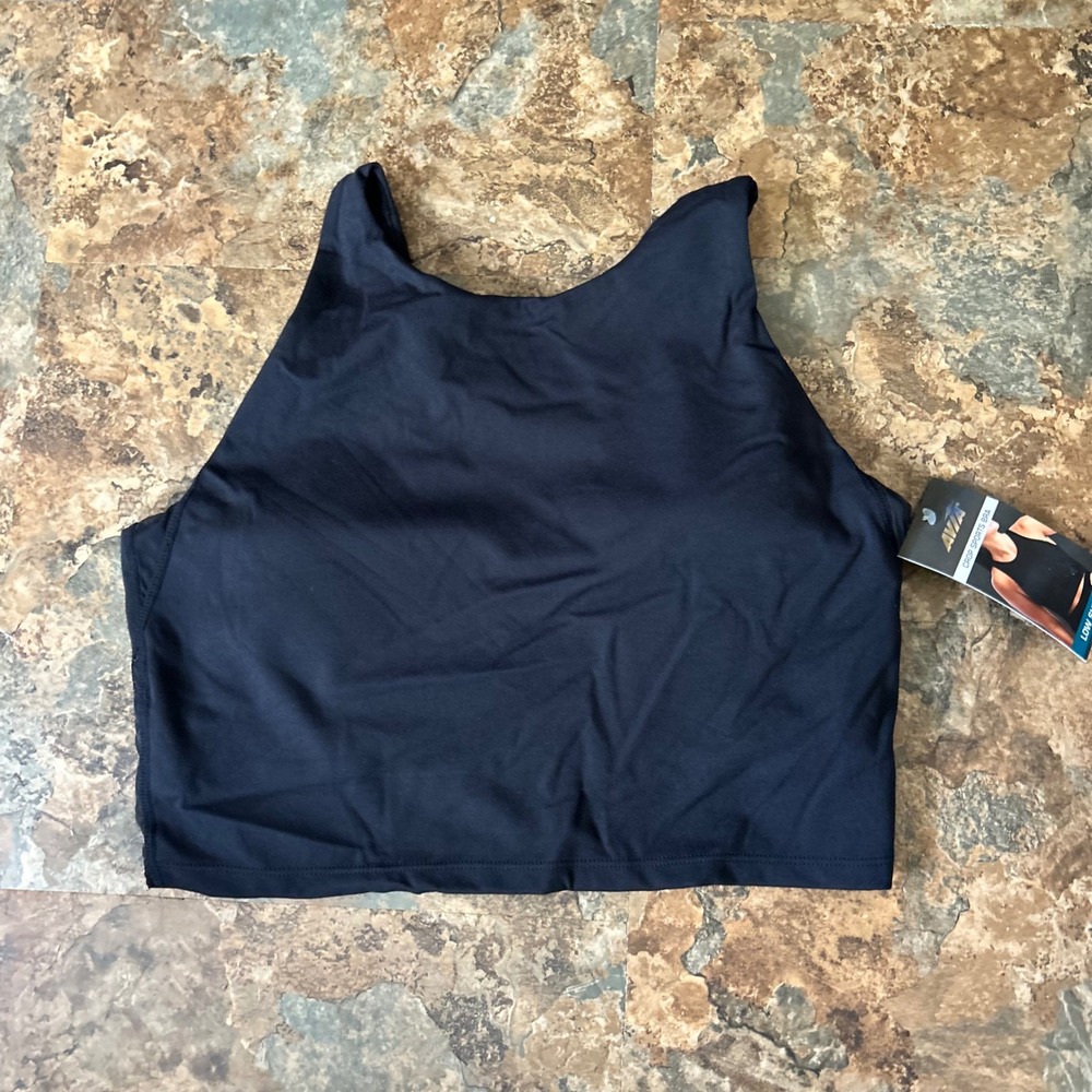 Avia Wireless Crop Sports Bra Women's Size Medium (A-C) Black Moisture Wicking